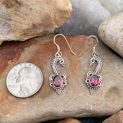 Curling Garnet Sterling Earrings