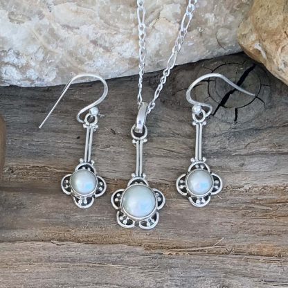 Pearl-Flower Sterling Jewelry Set