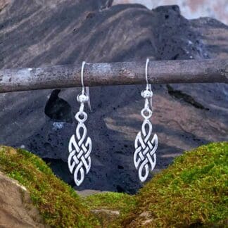 an image of a Sterling Silver Delicate Celtic Knot Earrings with slight dangle