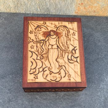Handcrafted Sepia Angel Wooden Box