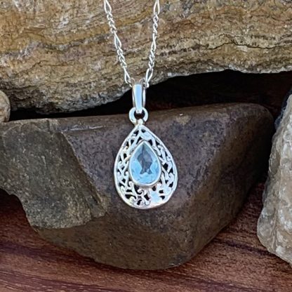 Blue Topaz Teardrop Pendant