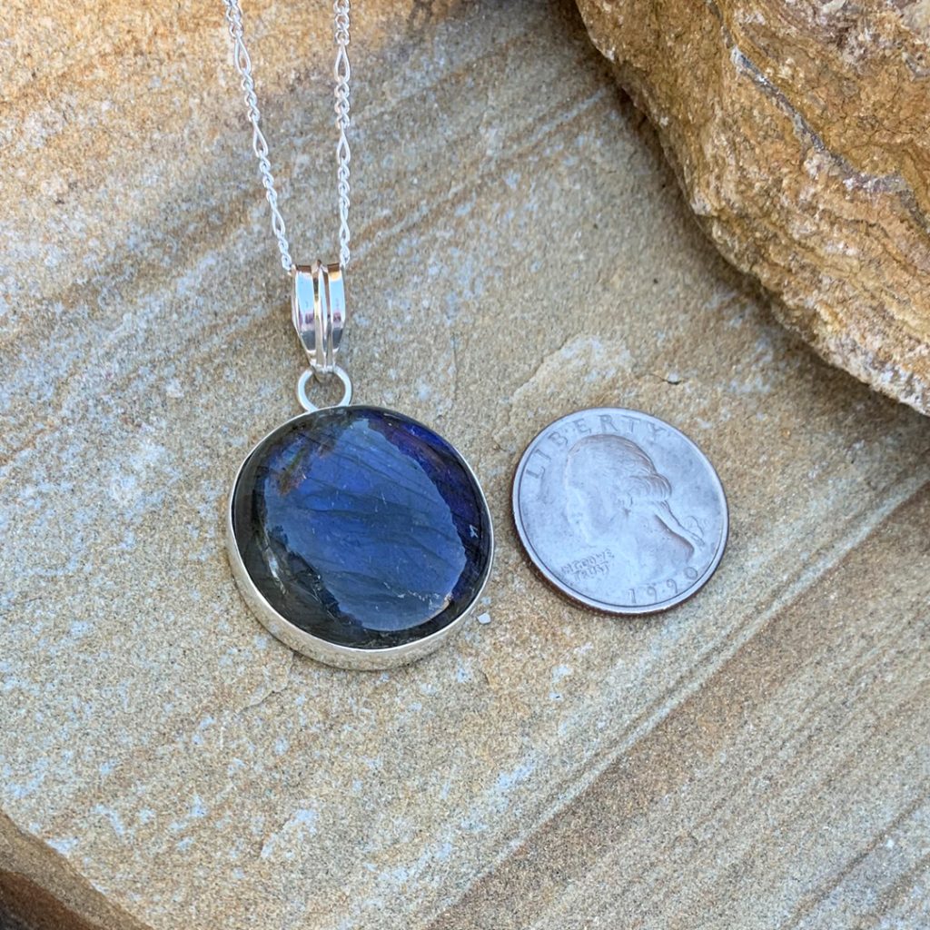 Sterling Silver Golden Labradorite Circle Pendant
