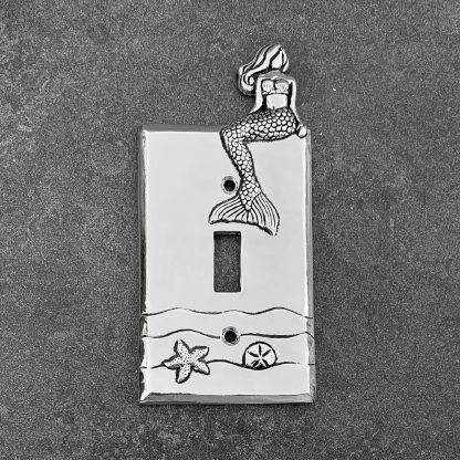 Beach Mermaid Pewter Switch Plate