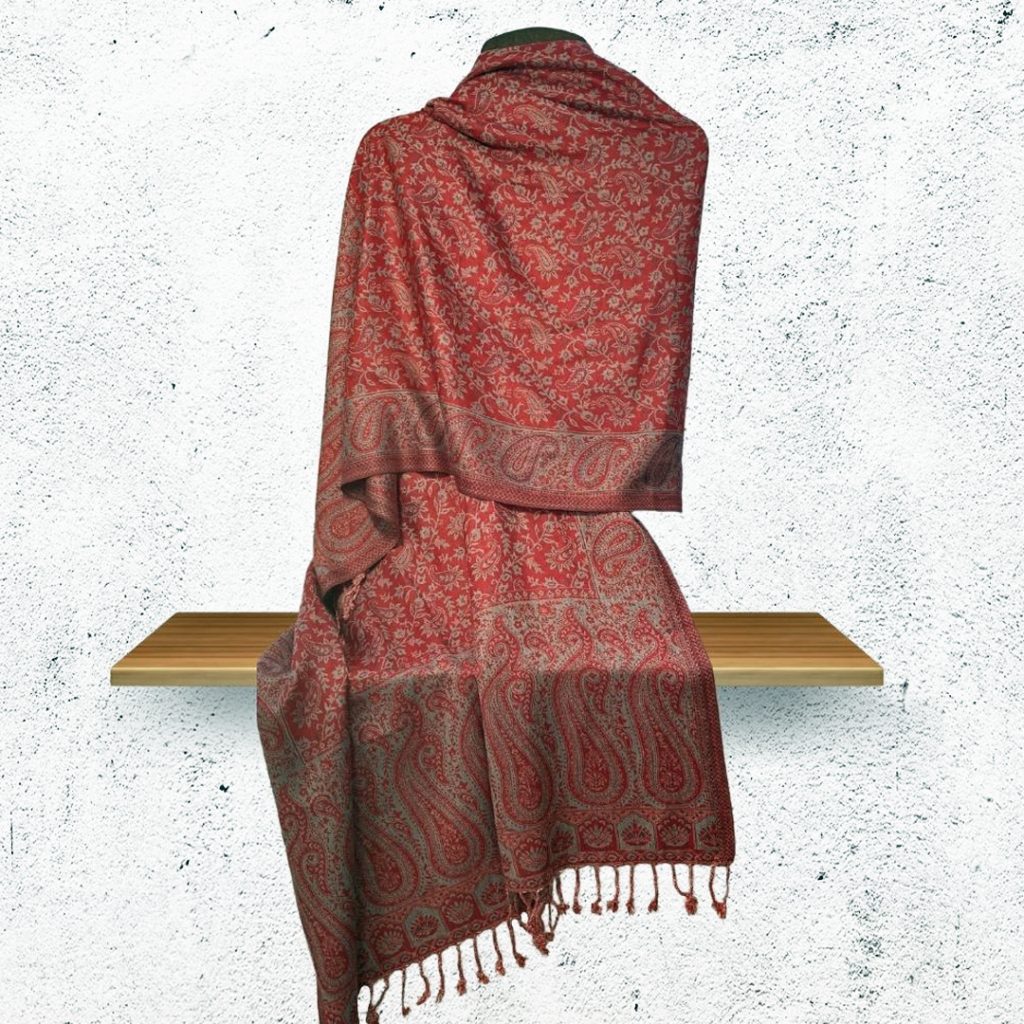Red & Grey Paisley Shawl/Scarf