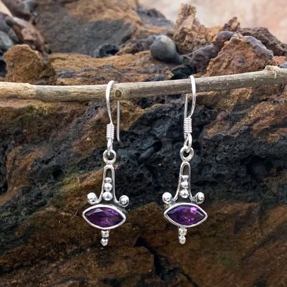 Amethyst & Sterling Marquise Earrings