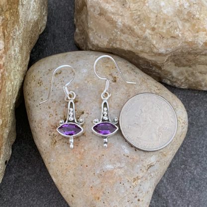 Amethyst & Sterling Marquise Earrings