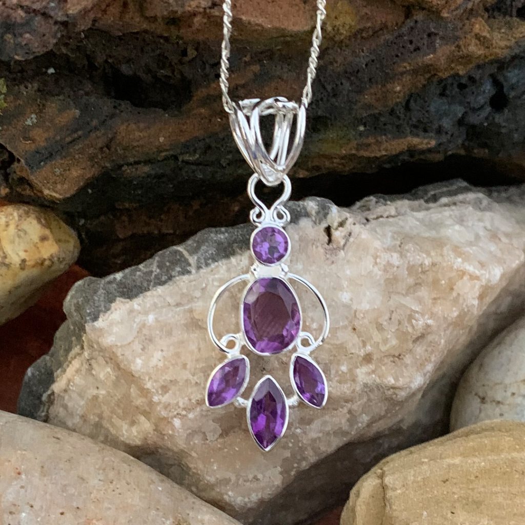 Multi Amethyst & Sterling Pendant - GLE-Good Living Essentials