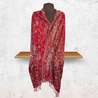 Berry Red Paisley Shawl-Scarf