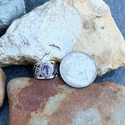 Amethyst Filigree Sterling Ring