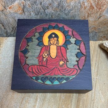 Multicolor Wood Box with Buddha on Top