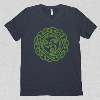 Celtic Green Triskelion Logo on Black T-Shirt