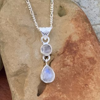 Double Rainbow Moonstone & Sterling SilverPendant