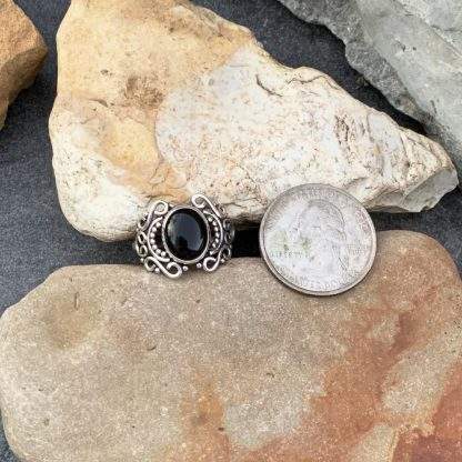 Black Onyx Filigree Ring