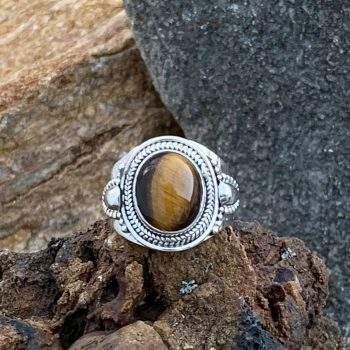 Oval Tigers Eye Signet Sytle Ring