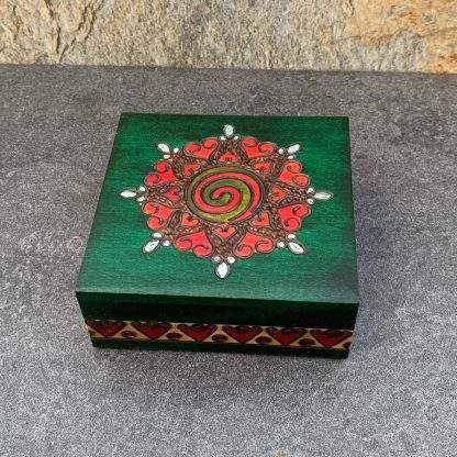 Handcrafted painted green box