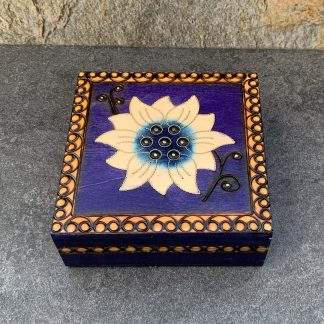 handcrafted blue floral box