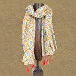 Gold and Blue Tasseled Scarf