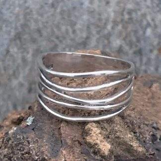 silver boho multi band ring