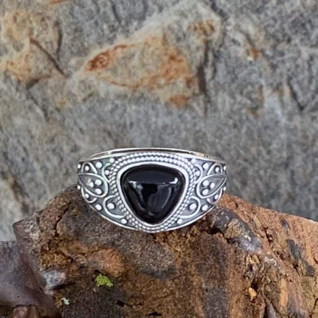 Black Agate Sterling Ring