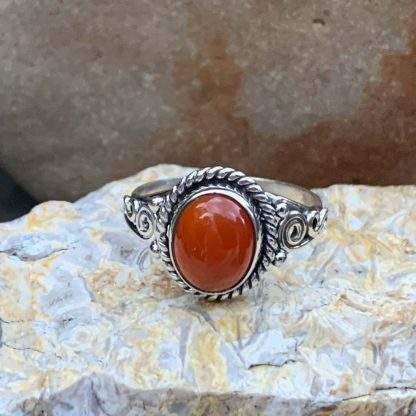 Carnelian Oval & Sterling Silver Ring