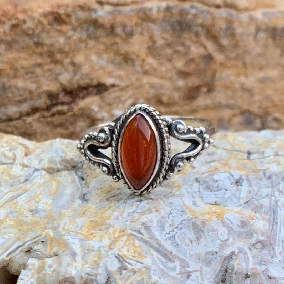 Marquise Carnelian & Sterling Ring - GLE-Good Living Essentials