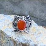 Faceted Carnelian & Sterling Silver Ring