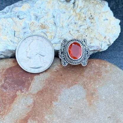 Faceted Carnelian & Sterling Ring
