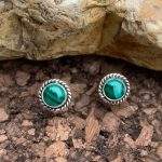 Green Malachite & Sterling Round Studs