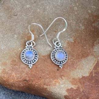 Dainty Rainbow Moonstone and Sterling Silver Earrings