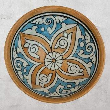 Sky Blue & Saffron Moroccan-Pottery Bowl