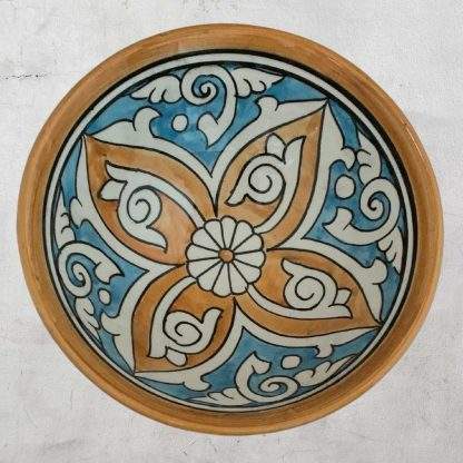 Sky Blue & Saffron Moroccan-Pottery Bowl