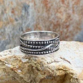 Sterling Twisted Rope Design Band with Oxidized Finish