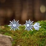 an image of a pair of Flaming Sun Sterling Silver Stud Earrings