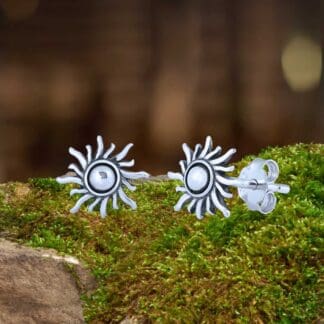 an image of a pair of Flaming Sun Sterling Silver Stud Earrings