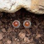 Round Carnelian Sterling Stud-Earrings