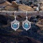 Blue Chalcedony-Sterling Oval Earrings with two infinity symbols on top