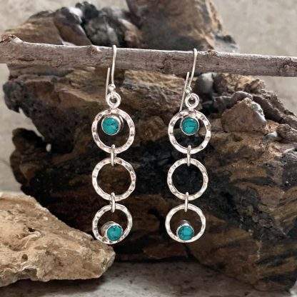 Turquoise Sterling Circle Earrings