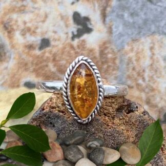 an image of a Marquise Amber and Sterling Silver Ring