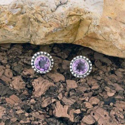 Purple Amethyst Studs Earrings