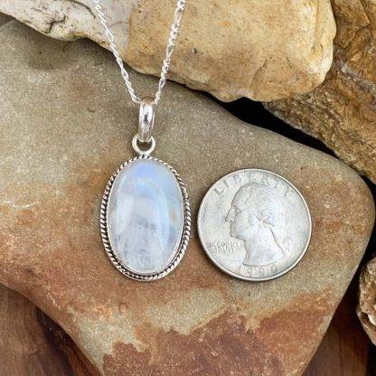 Oval Rainbow Moonstone Pendant - Image 2