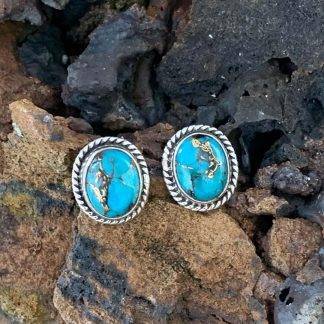 Blue Copper Turquoise Sterling Studs