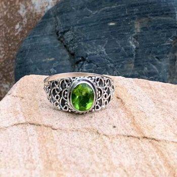 Ornate Sterling Peridot Ring