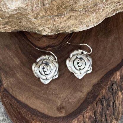 Sterling Rose Dangle Earrings