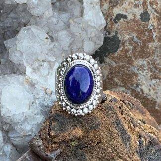 Lapis Sterling Silver Crown Ring