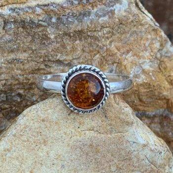 Amber Sterling Silver Ring