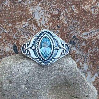 Sterling Silver Blue Topaz Marquise Ring