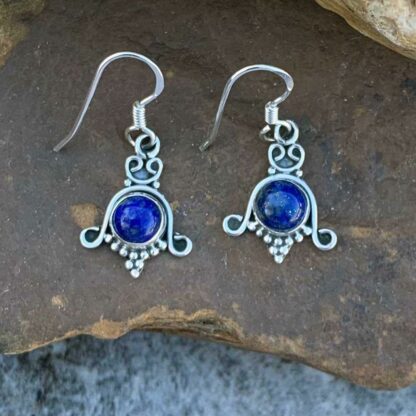 a image of our Dainty Dangly Lapis and Sterling Silver Earrings