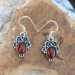 Amber Sterling Dangle Earrings