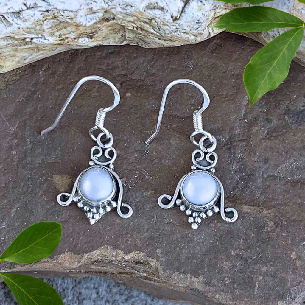 Dainty Dangly Sterling Silver and Pearl Earrings - GLE-Good Living ...