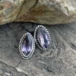 an image of a pair of Marquise Amethyst and Sterling Silver Stud Earrings